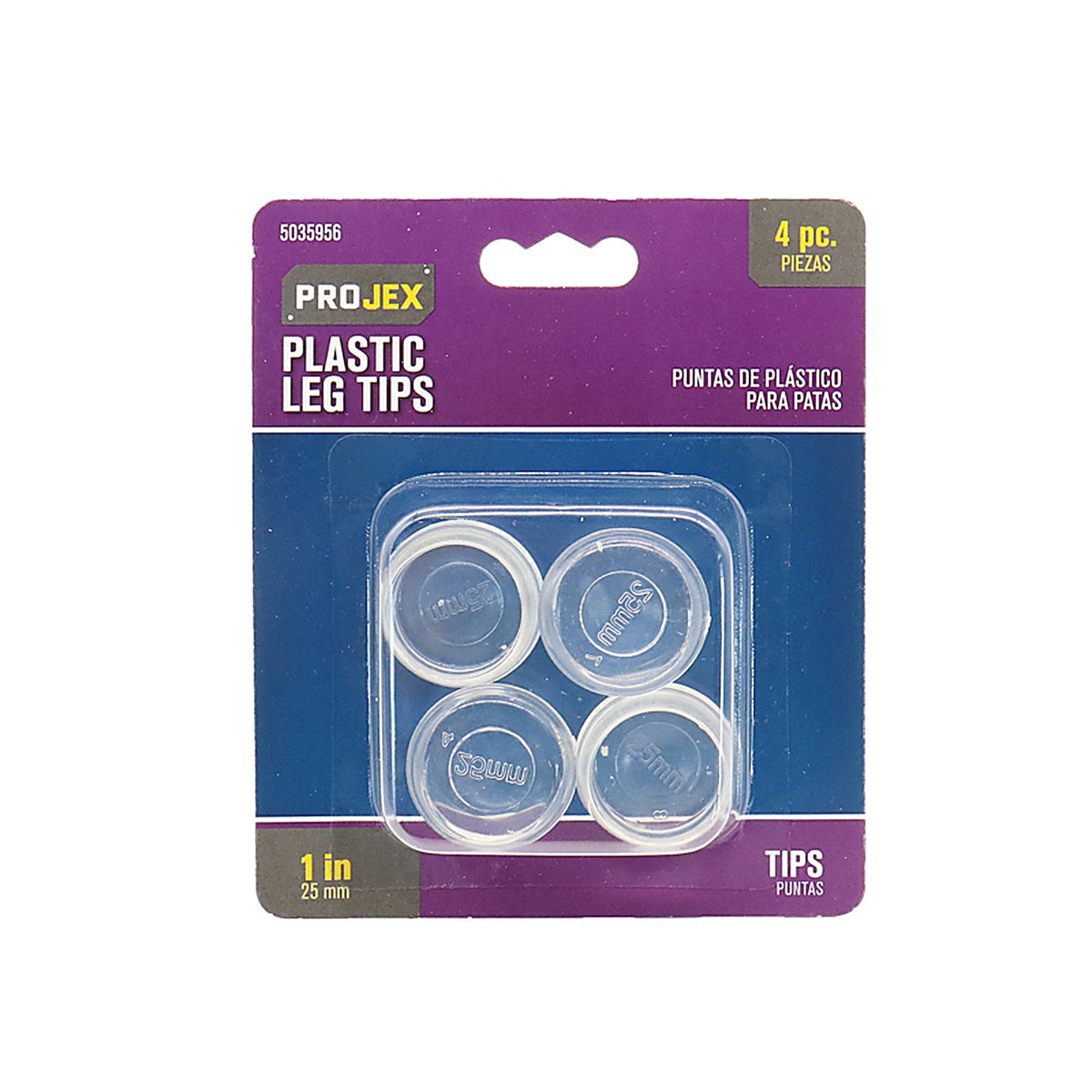 Projex - P0081 - Thermoplastic Ethylene Leg Tip Clear Round 1 In. W 4 Pack