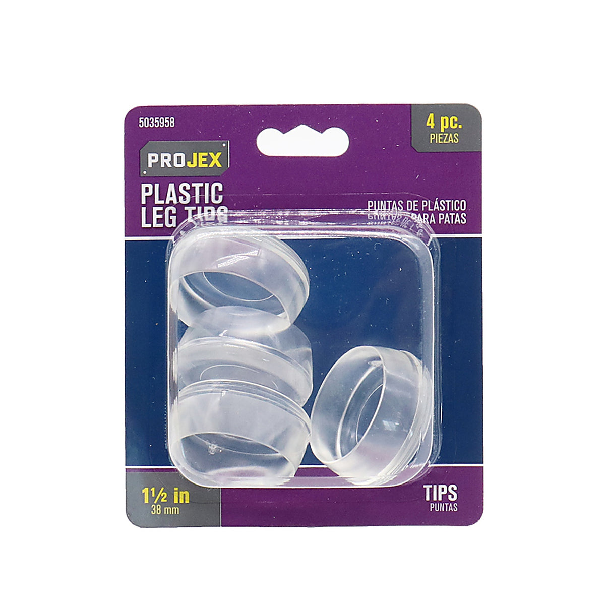 Projex - P0079 - Thermoplastic Ethylene Leg Tip Clear Round 1-1/2 In. W 4 Pack