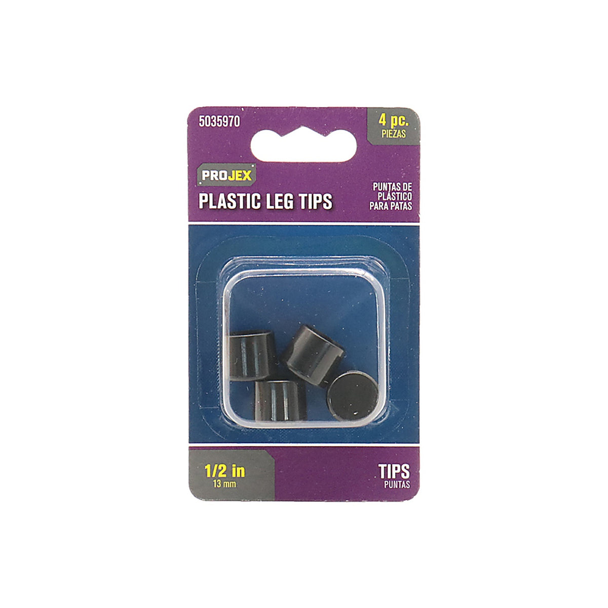 Projex - P0045 - Plastic Leg Tip Black Round 1/2 In. W 4 Pack
