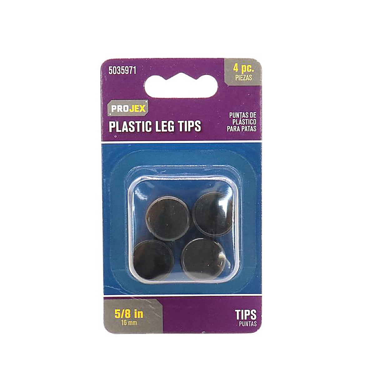 Projex - P0074 - Plastic Leg Tip Black Round 5/8 In. W 4 Pack