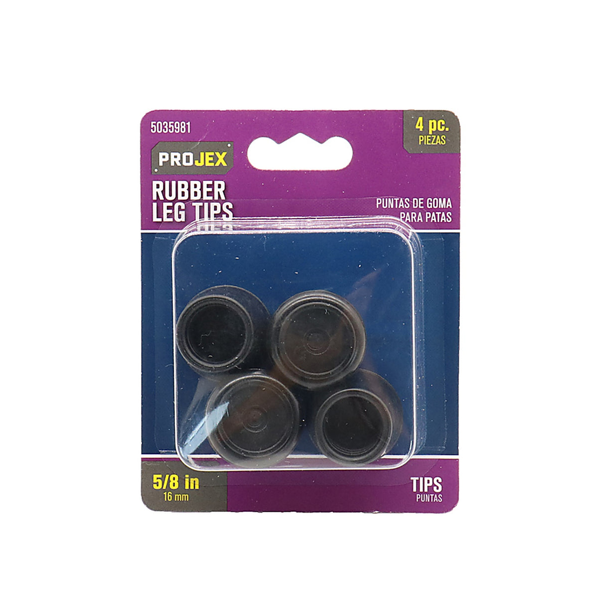 Projex - P0046 - Rubber Leg Tip Black Round 5/8 In. W 4 Pack