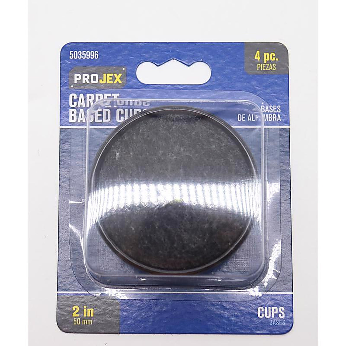 Projex - P0020 - Plastic Furniture Cups w/Carpeted Base Black Round 2 In. W 4 Pack