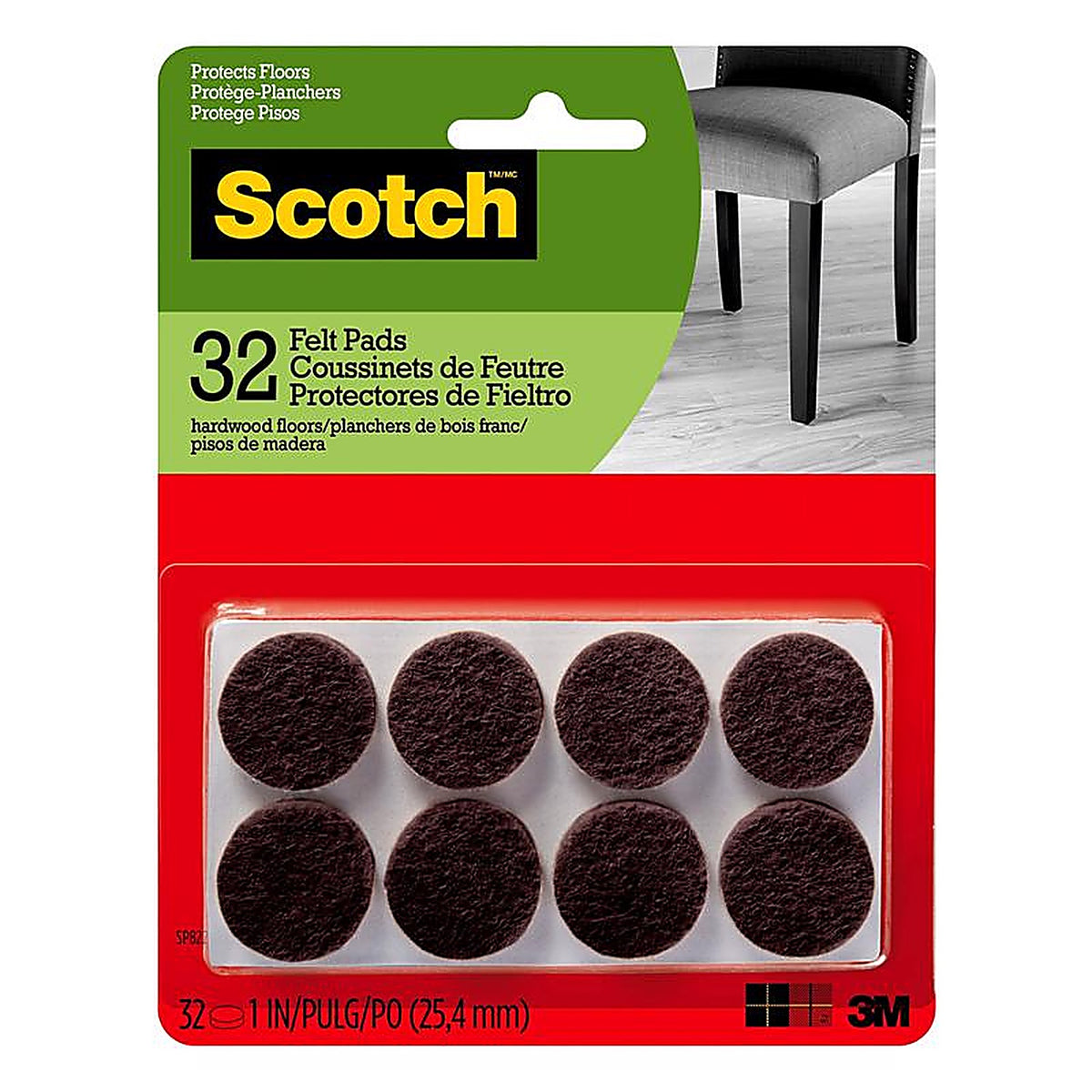 3M SP822-NA Scotch Felt Self Adhesive Protective Pad Brown Round 1 pk