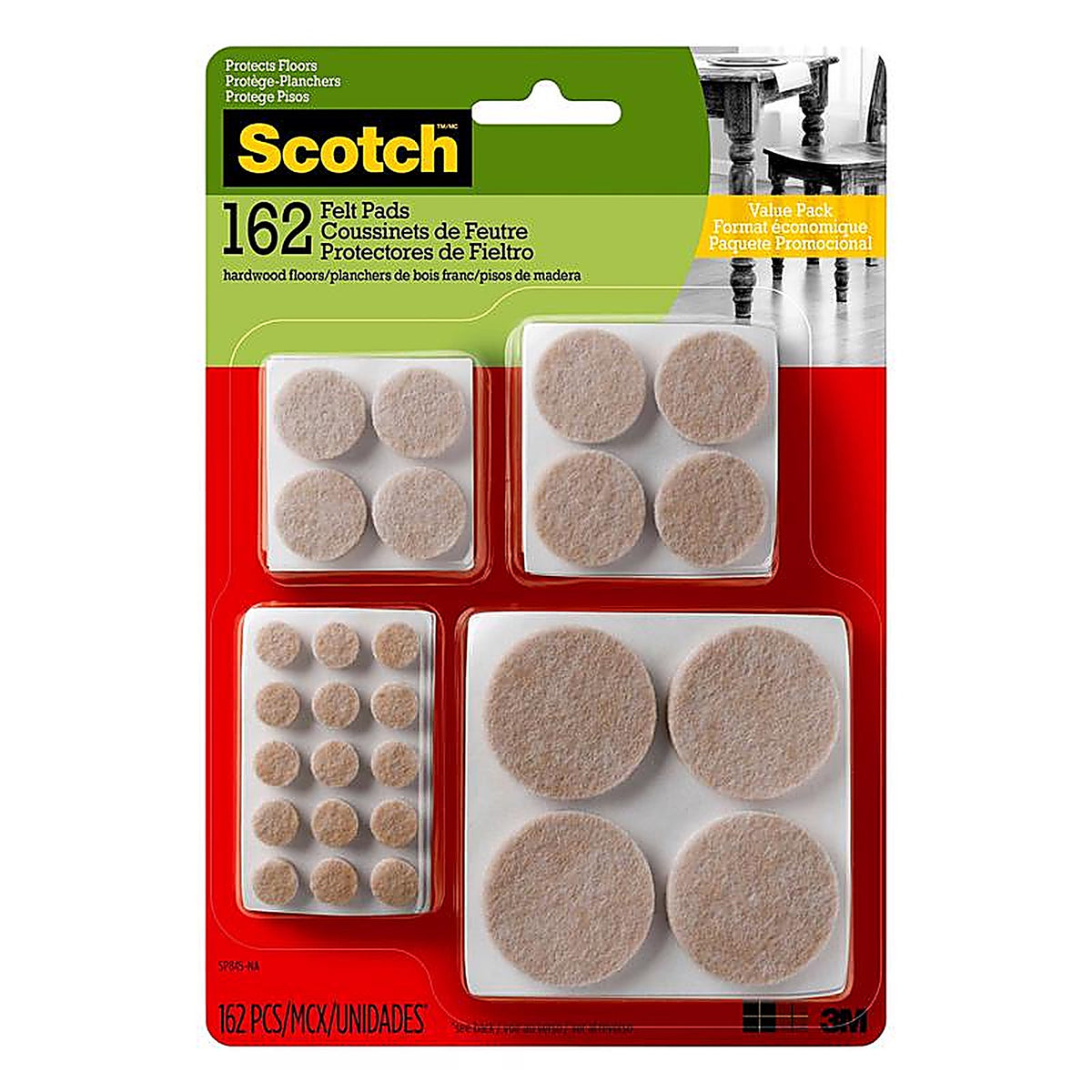 3M SP845-NA Scotch Felt Self Adhesive Protective Pad Beige Round 1 pk