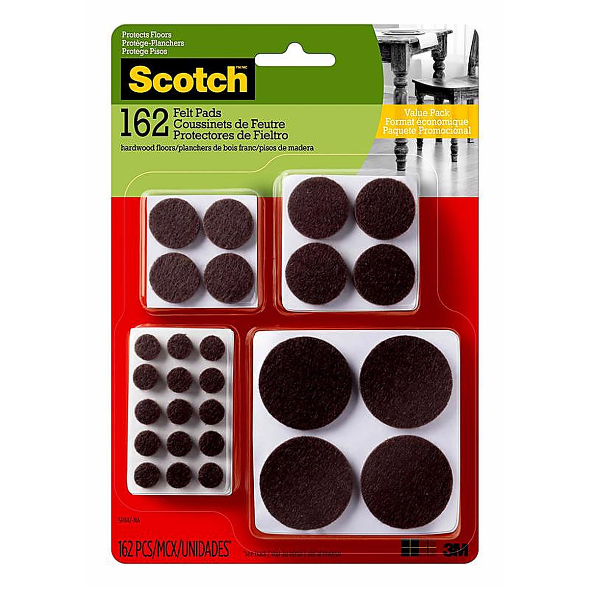 3M SP847-NA Scotch Felt Self Adhesive Protective Pad Brown Round 1 pk