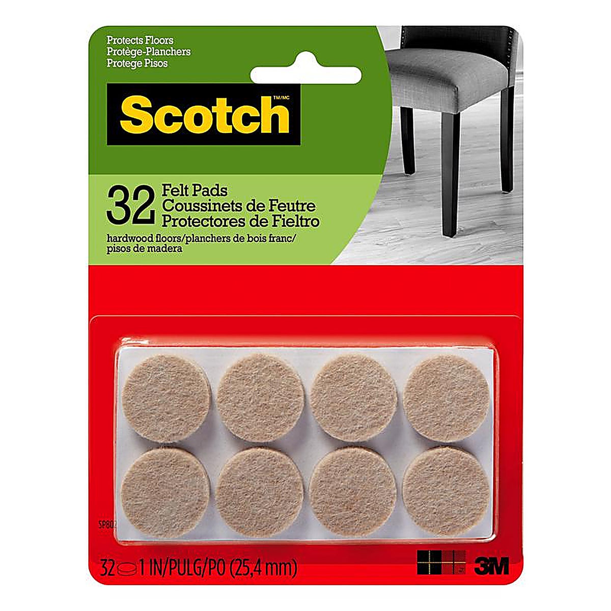 3M SP802-NA Scotch Felt Self Adhesive Protective Pad Beige Round 1 pk