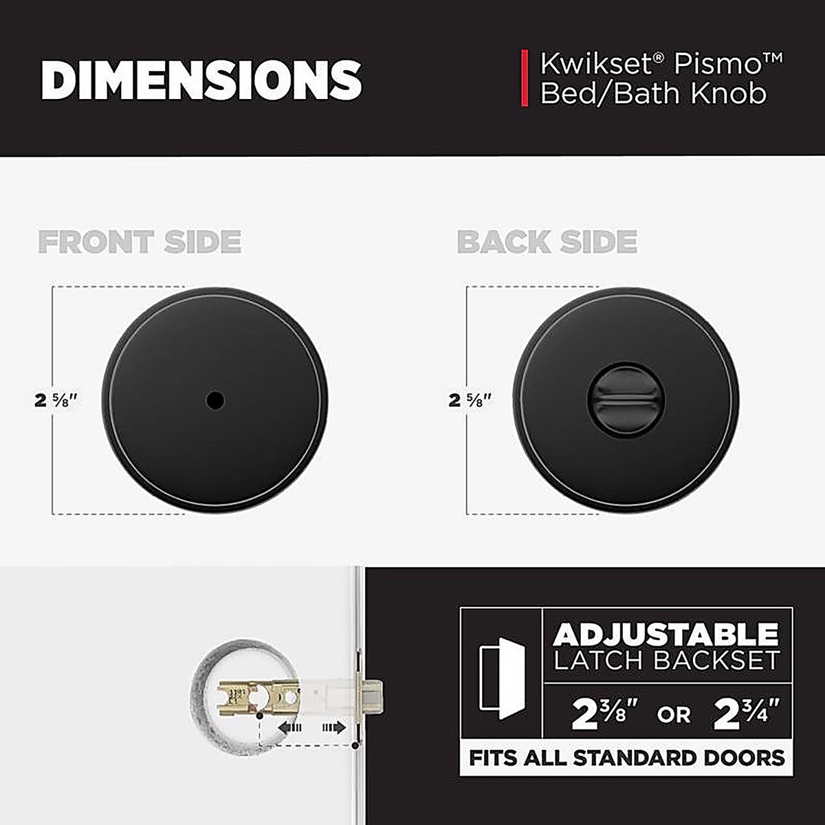 Kwikset 97300-930 Signature Series Pismo Iron Black Knob Right or Left Handed