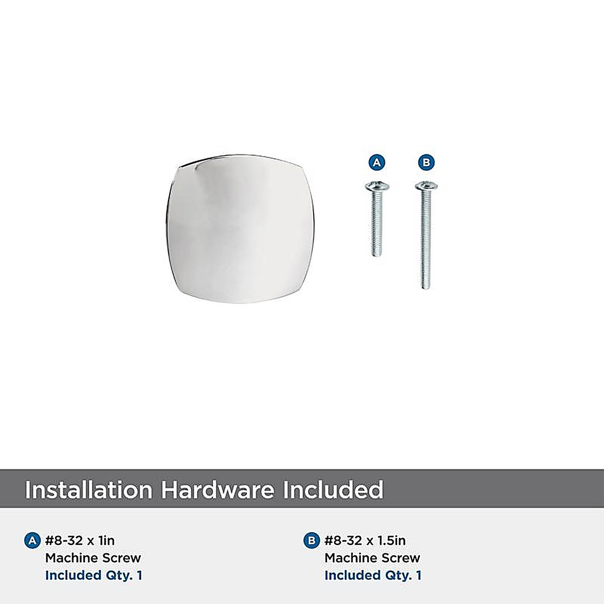Amerock - BP1128726 - Stature Allison Square Cabinet Knob 1-1/4 In. D 11/4 In. Polished Chrome 1 Pack