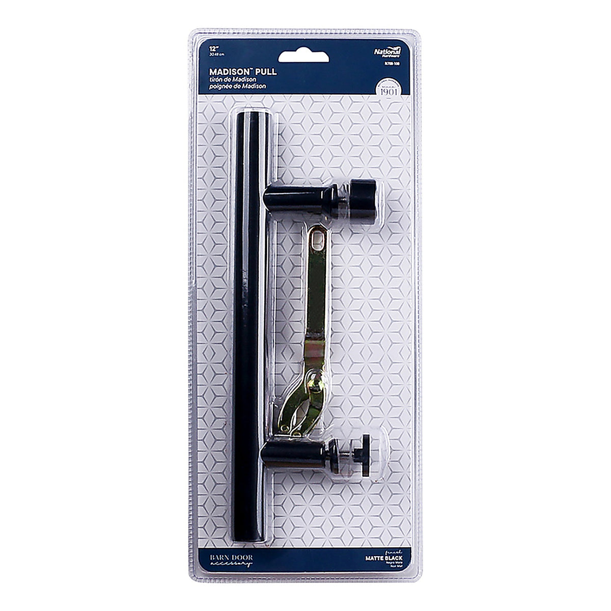 National Hardware N700-100 Madison Matte Black Steel Pull Handle 1 pc