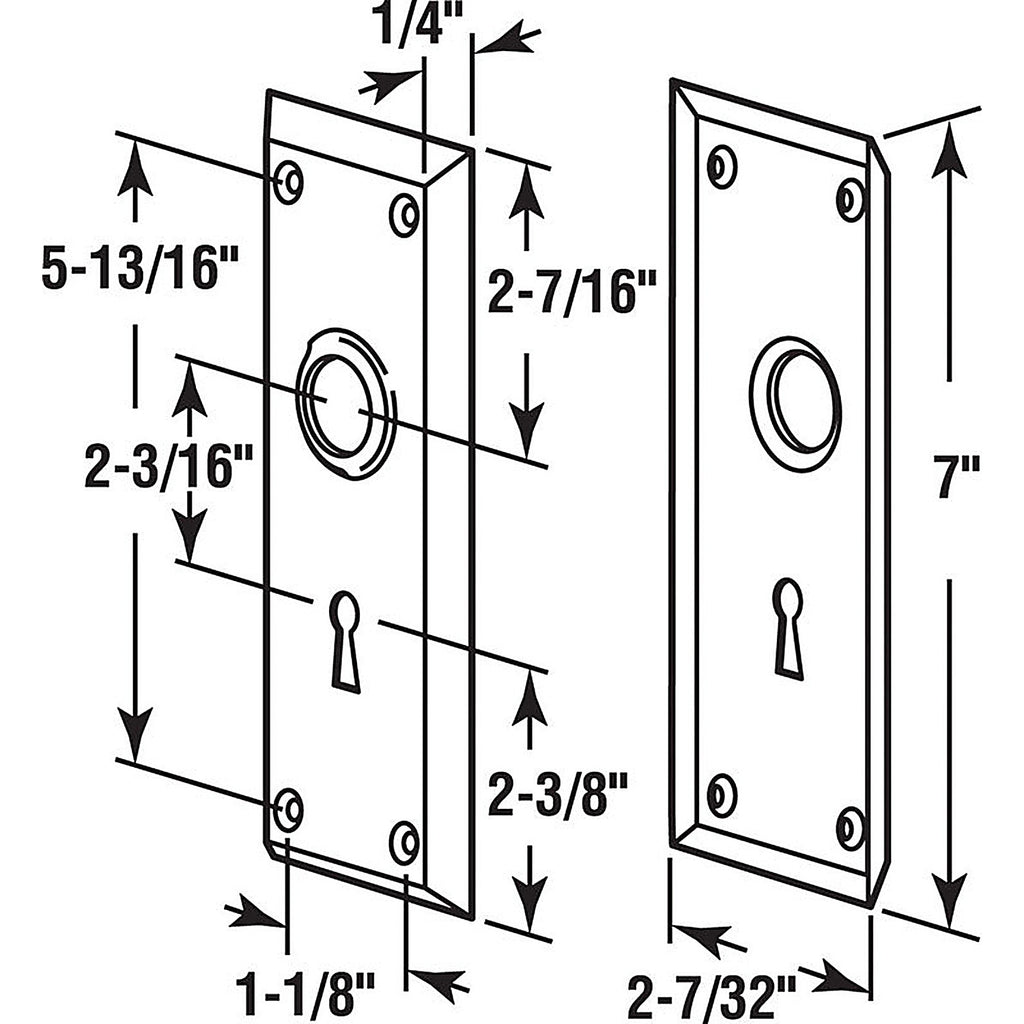 Prime-Line E2295 Bright Brass Steel Door Escutcheon Plates Left Handed