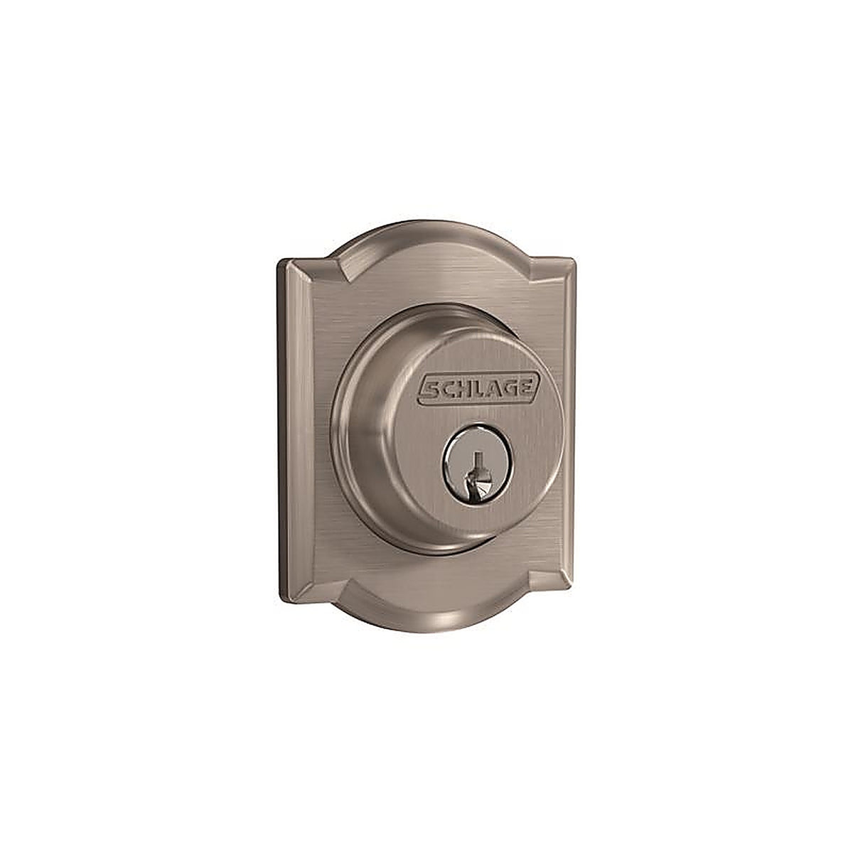 Schlage B60GCCAM619 Camelot Satin Nickel Metal Single Cylinder Deadbolt