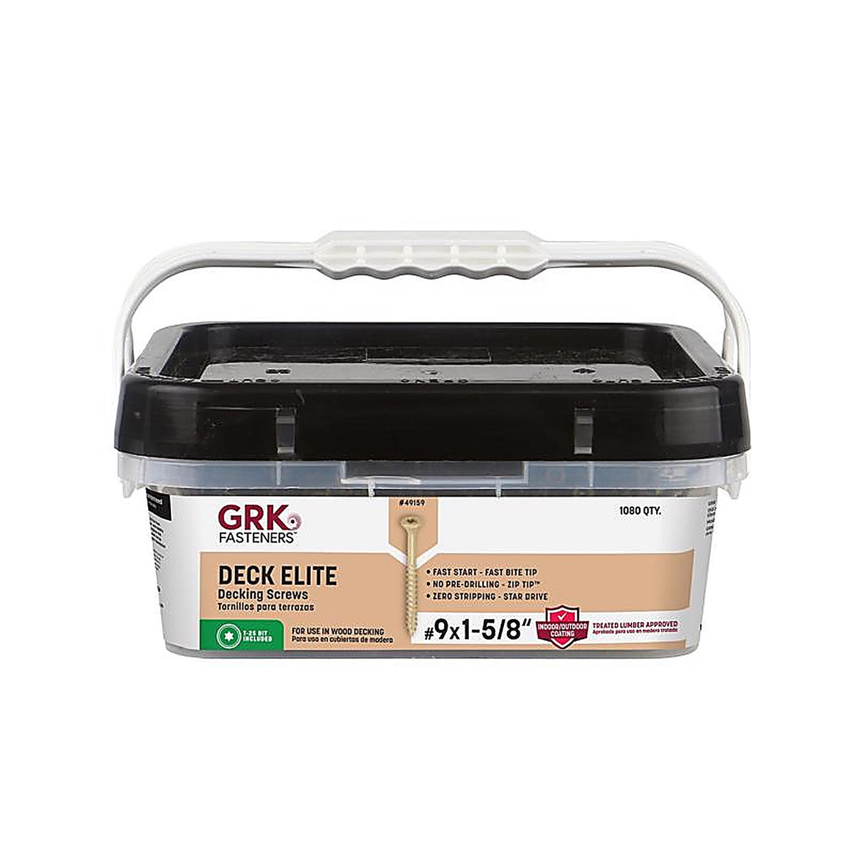 GRK Fasteners 49159 Deck Elite No. 9 S X 1-5/8 in. L Star Star Head Deck Screws 1080 pk