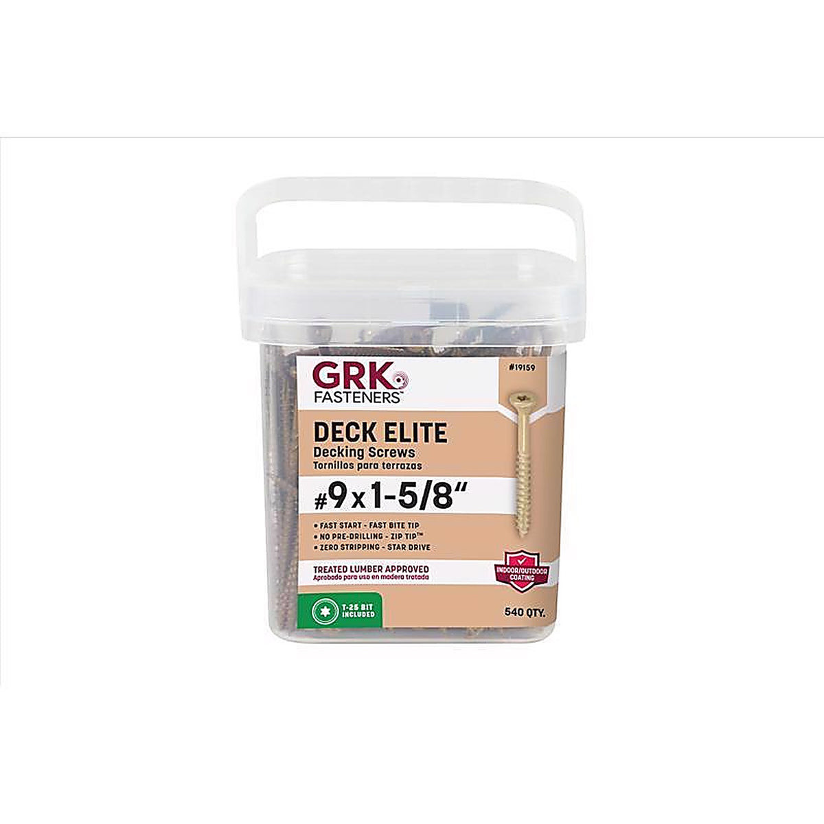 GRK Fasteners 19159 Deck Elite No. 9 S X 1-5/8 in. L Star Star Head Deck Screws 540 pk
