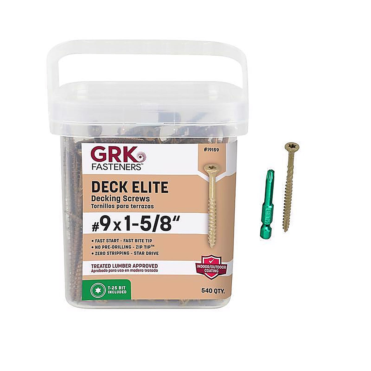 GRK Fasteners 19159 Deck Elite No. 9 S X 1-5/8 in. L Star Star Head Deck Screws 540 pk