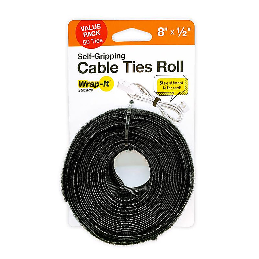 Wrap-It 450-CTR-8BL 8 in. L Black Nylon Cable Ties Roll