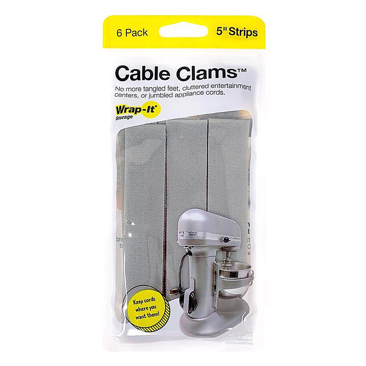Wrap-It - 406-CC-5LX-GR - Cable Clams 5 In. L Gray Nylon Cord Organizer Strip