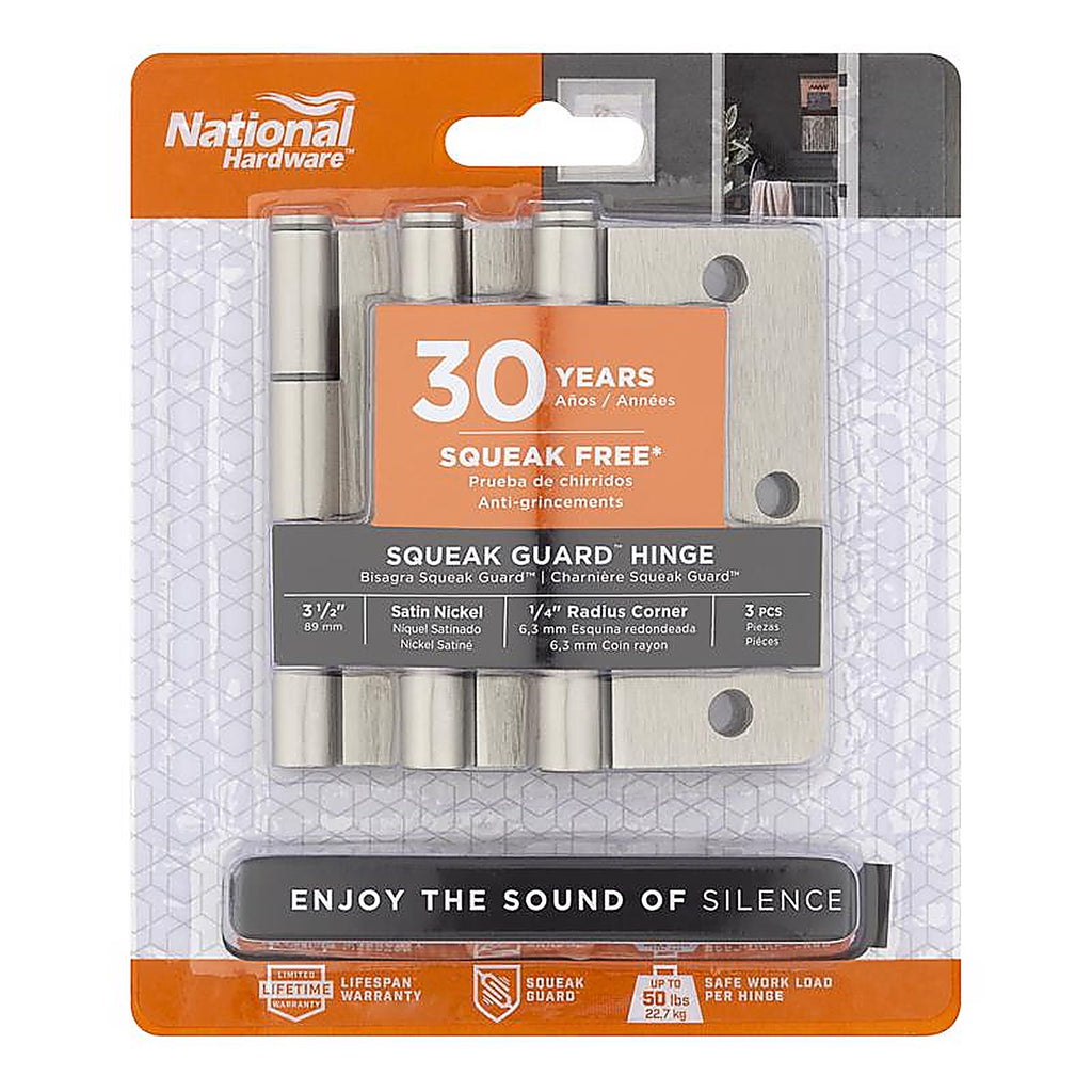National Hardware N830-449 Satin Nickel Door Hinge 3 pk