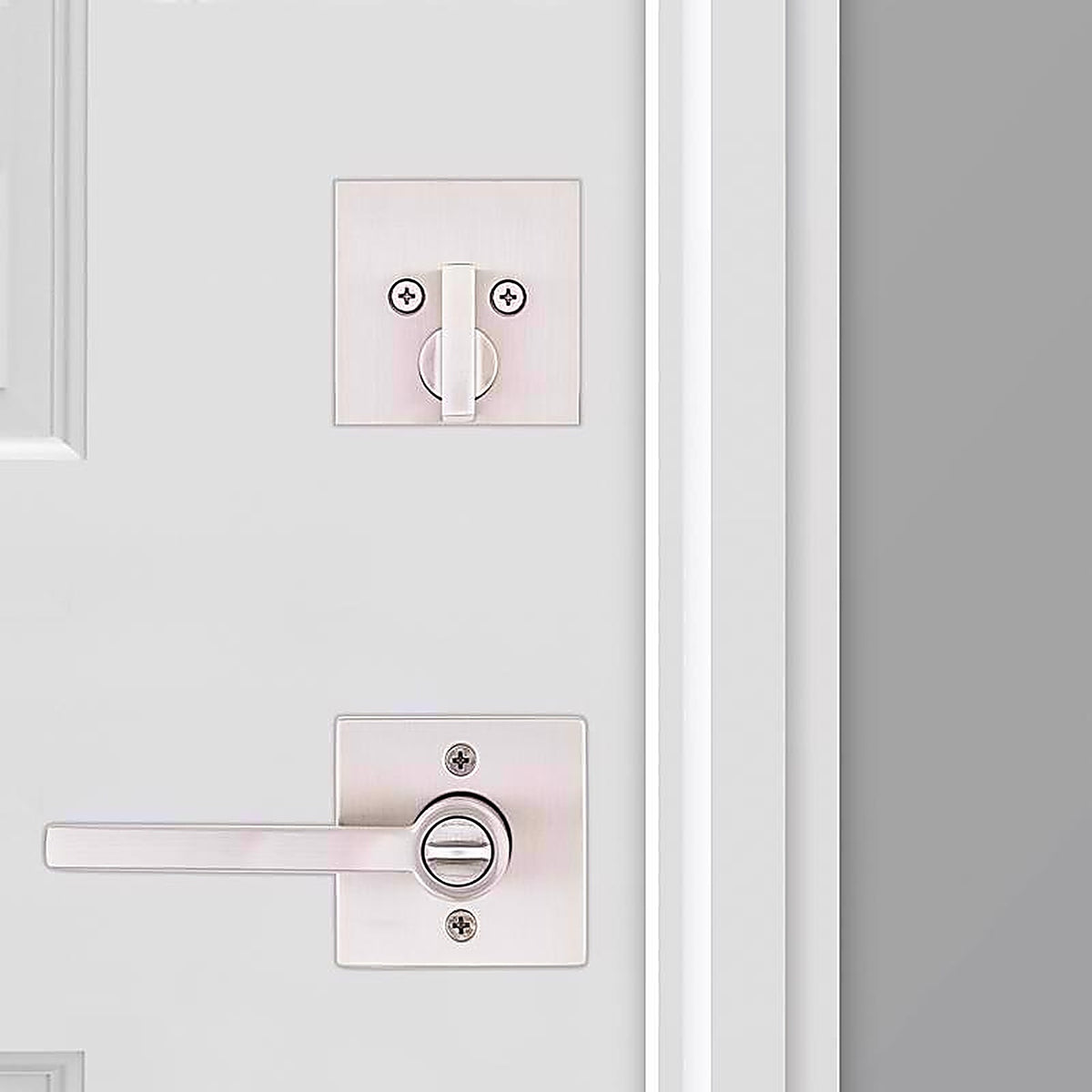 Kwikset 99910-062 Halifax Satin Nickel Zinc Lever and Single Cylinder Deadbolt