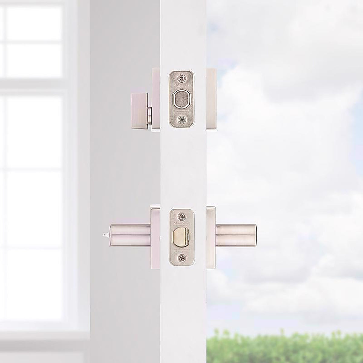 Kwikset 99910-062 Halifax Satin Nickel Zinc Lever and Single Cylinder Deadbolt
