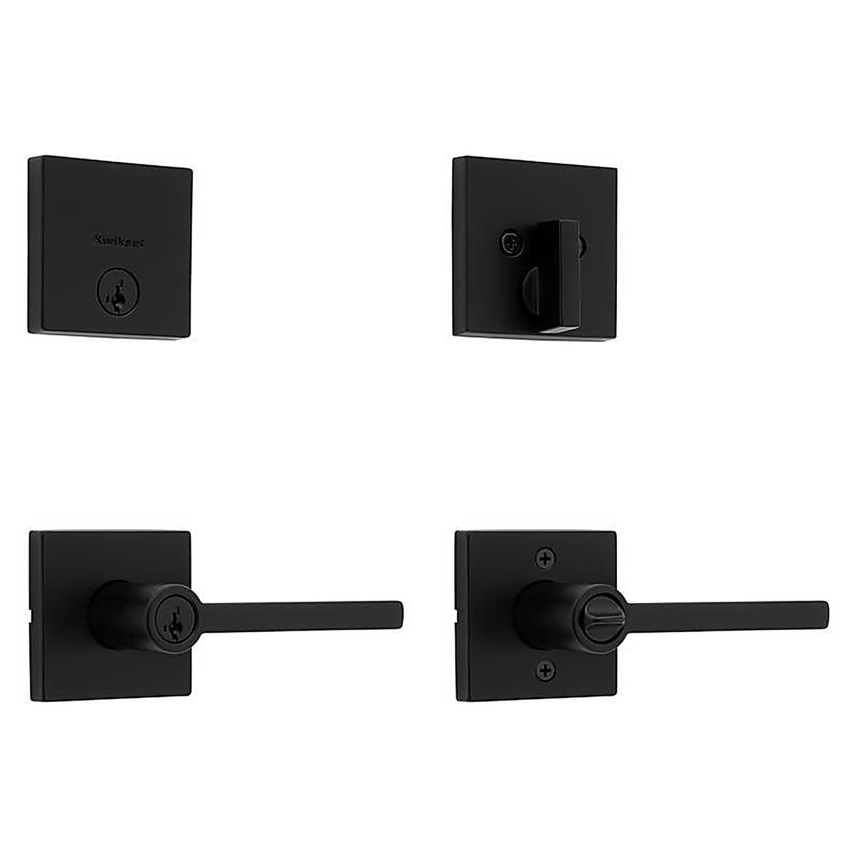 Kwikset 99910-064 Halifax Matte Black Zinc Lever and Single Cylinder Deadbolt