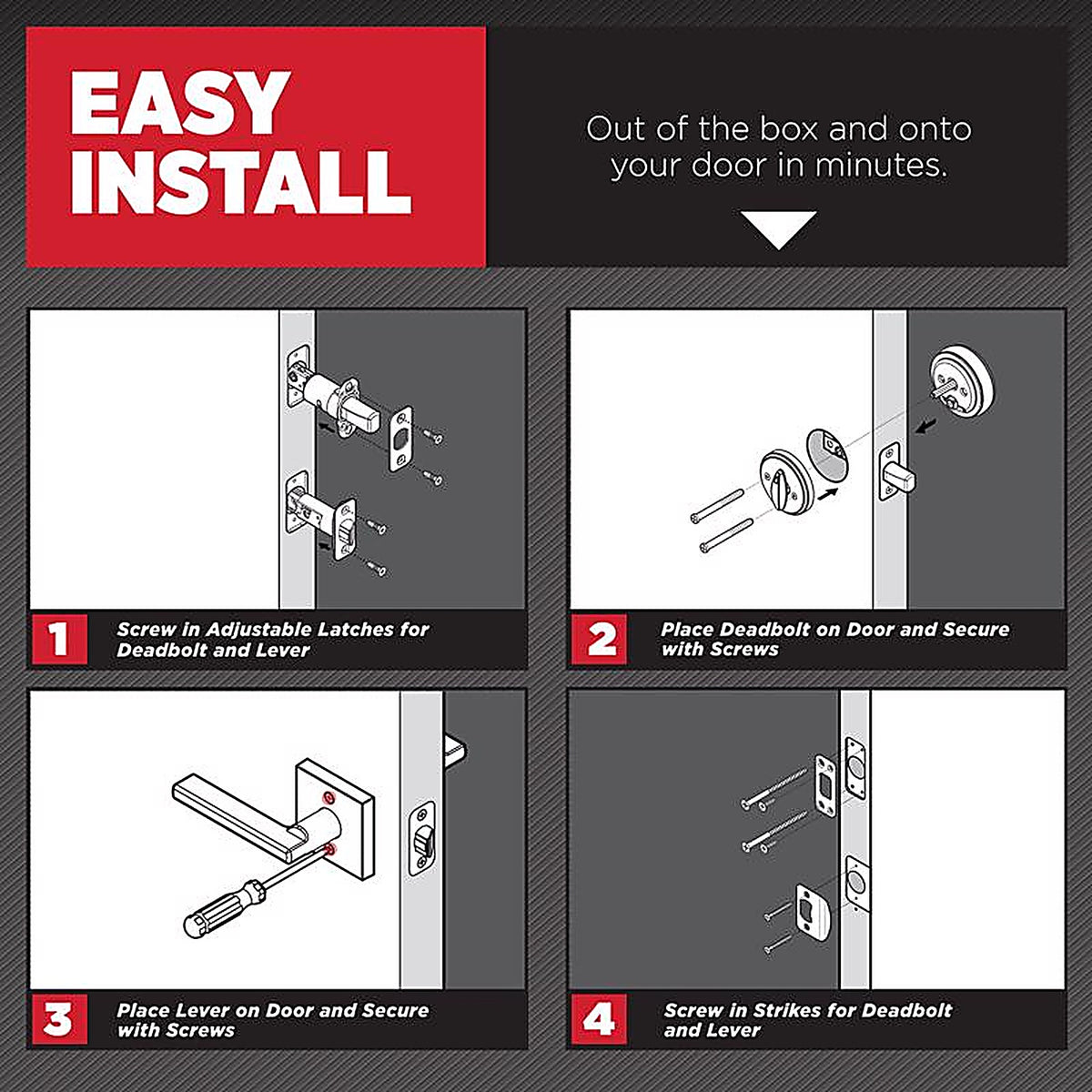 Kwikset 99910-064 Halifax Matte Black Zinc Lever and Single Cylinder Deadbolt