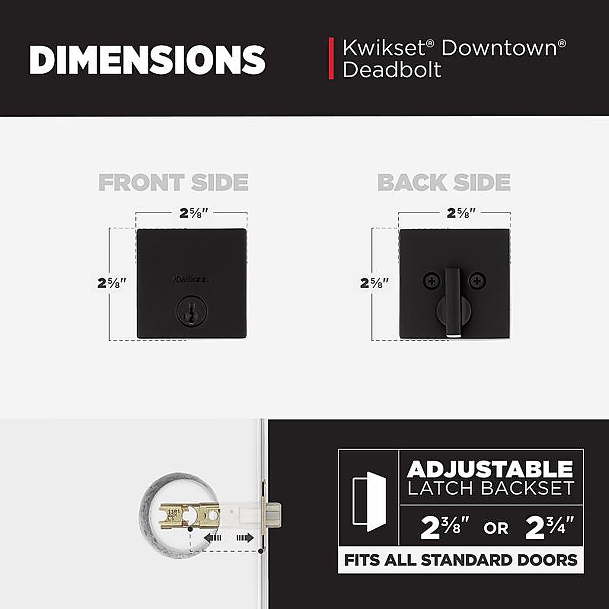 Kwikset 92580-022 Downtown Matte Black Zinc Single Cylinder Smart Key Deadbolt