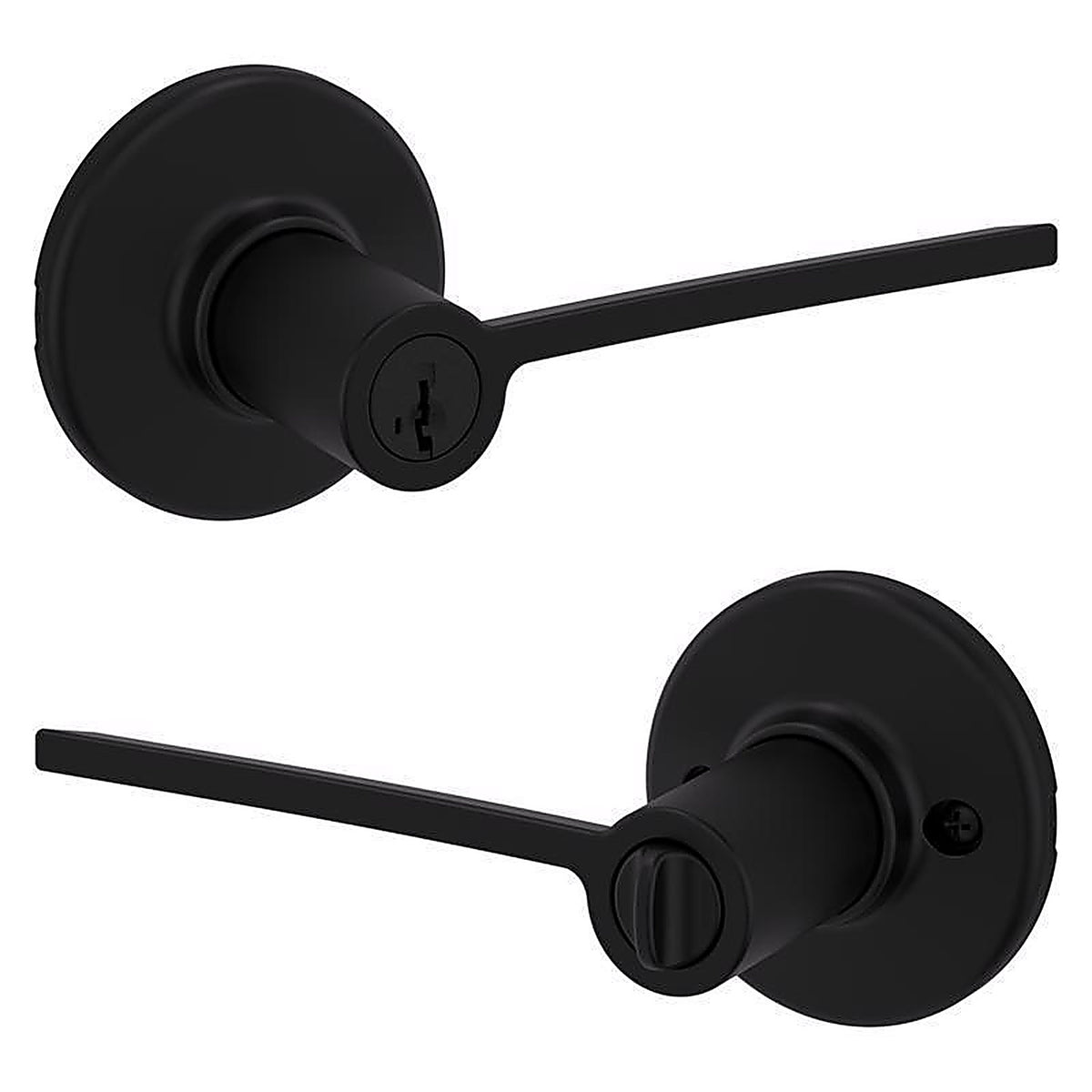 Kwikset 94050-616 Ladera Matte Black Keyed Entry Lever ANSI/BHMA Grade 3 2-3/4 in.