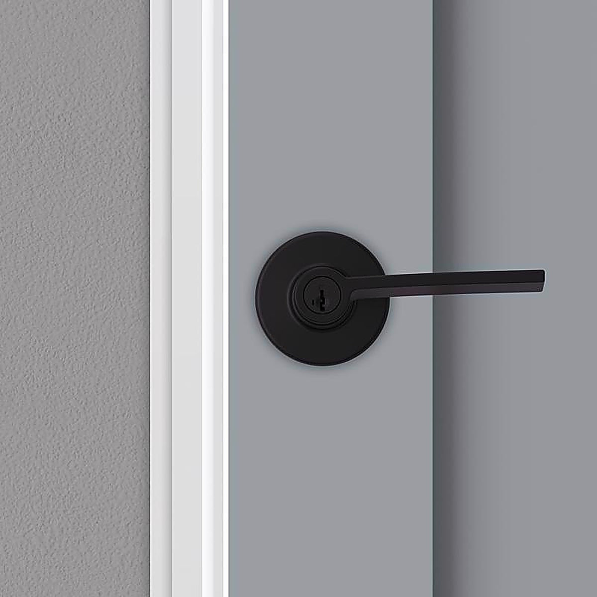 Kwikset 94050-616 Ladera Matte Black Keyed Entry Lever ANSI/BHMA Grade 3 2-3/4 in.