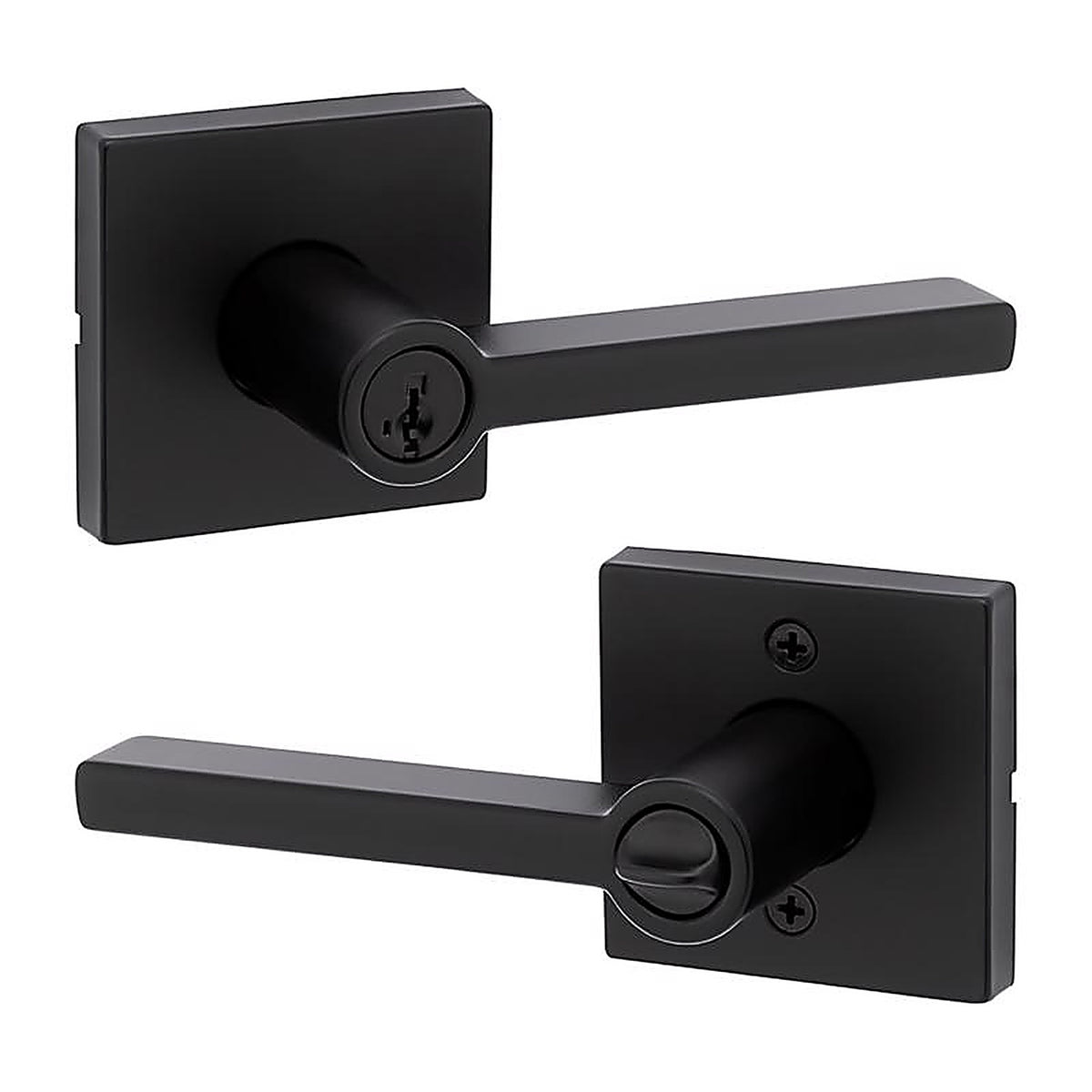 Kwikset 97402-920 Halifax Matte Black Keyed Entry Lever ANSI/BHMA Grade 3 2-3/4 in.