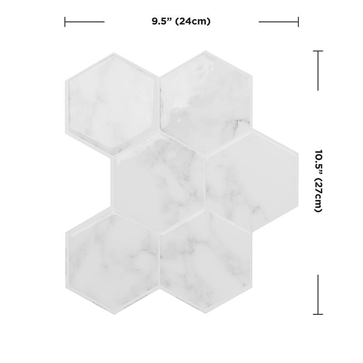 Smart Tiles SM1190G-04-QG 9.56 in. W X 10.61 in. L White Glazed Vinyl Adhesive Wall Tile 4 pc
