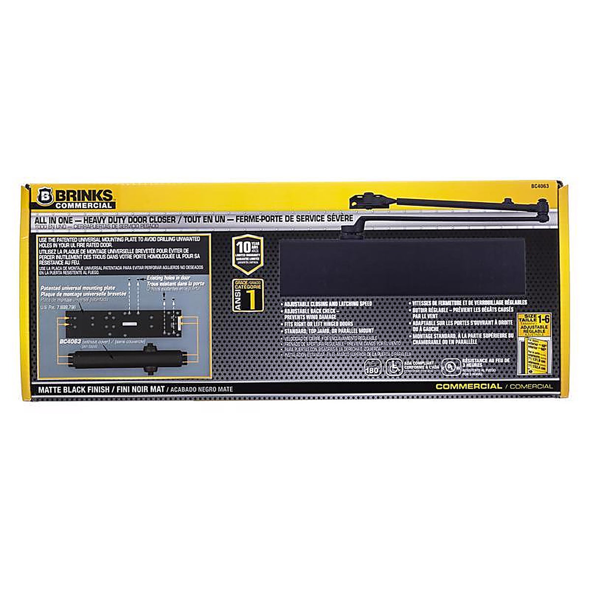 Brinks - BC4063 - Commercial Matte Black Metal Hydraulic Adjustable Door Closer Grade 1