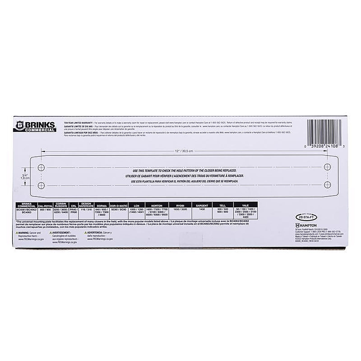 Brinks - BC4063 - Commercial Matte Black Metal Hydraulic Adjustable Door Closer Grade 1
