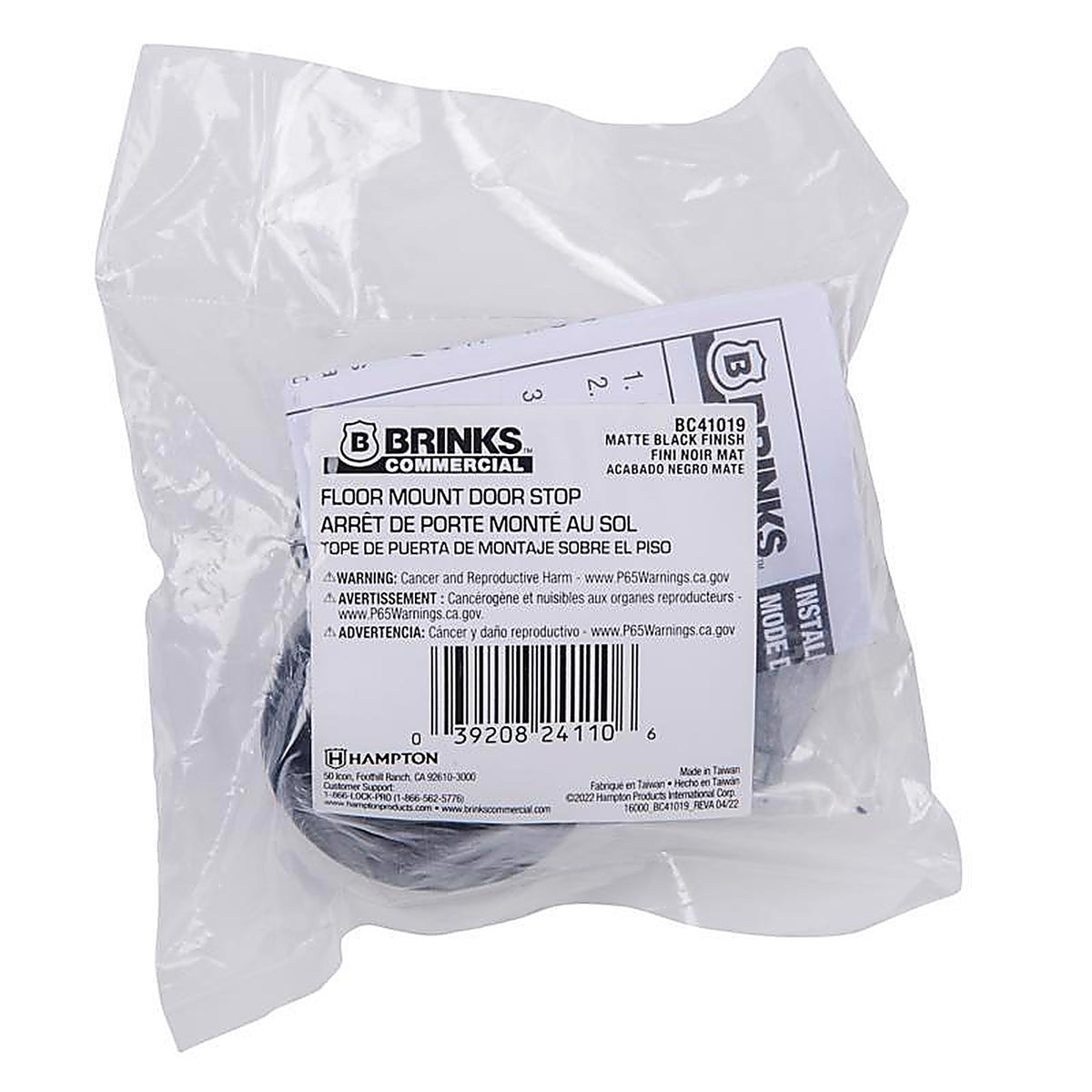 Brinks Commercial - BC41019 - Steel Matte Brass/Black Door Stop Mounts to Floor 1.75 In.