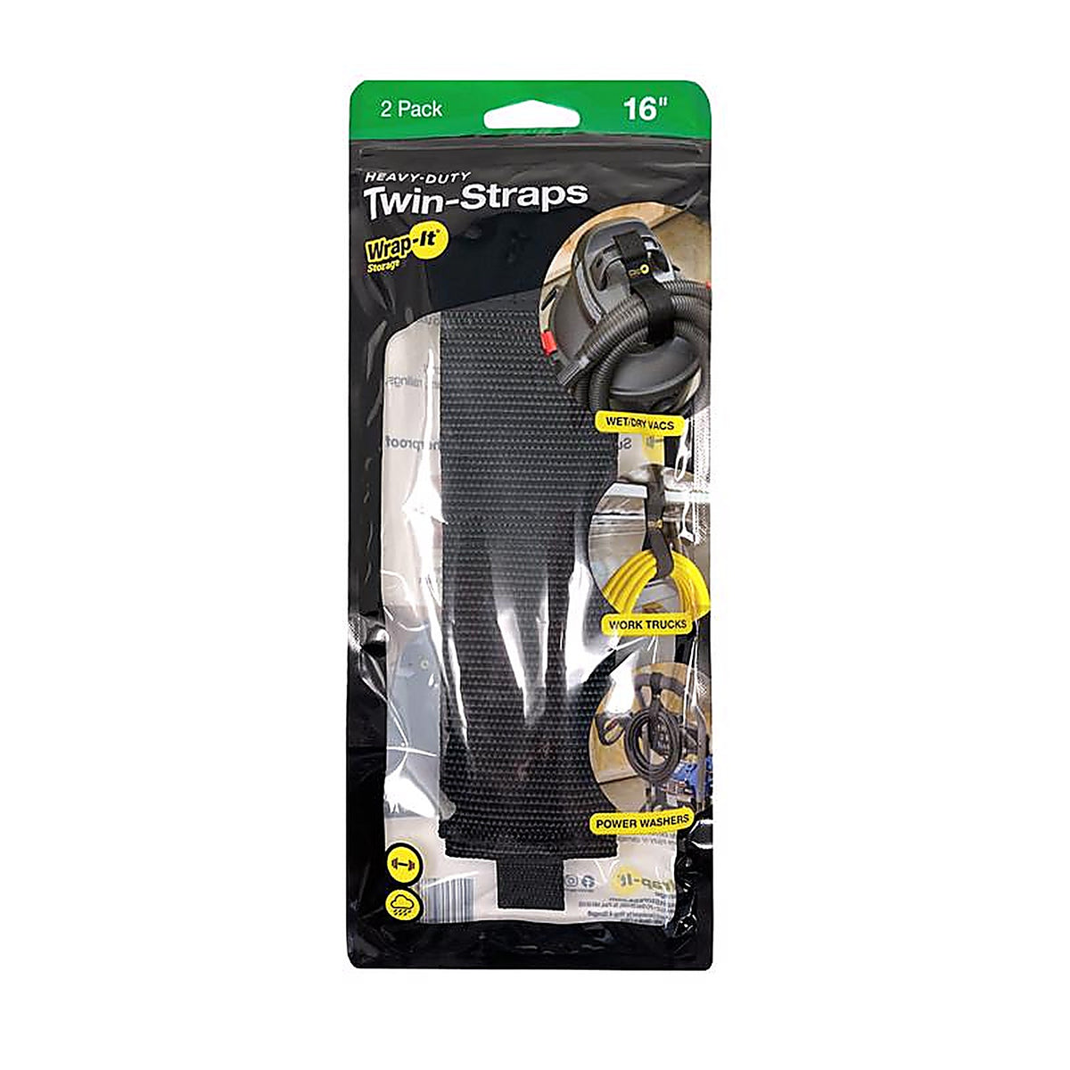Wrap-It - 102-TWIN-16BL - Twin Straps 16 In. L Black Polypropylene Cable Organizer