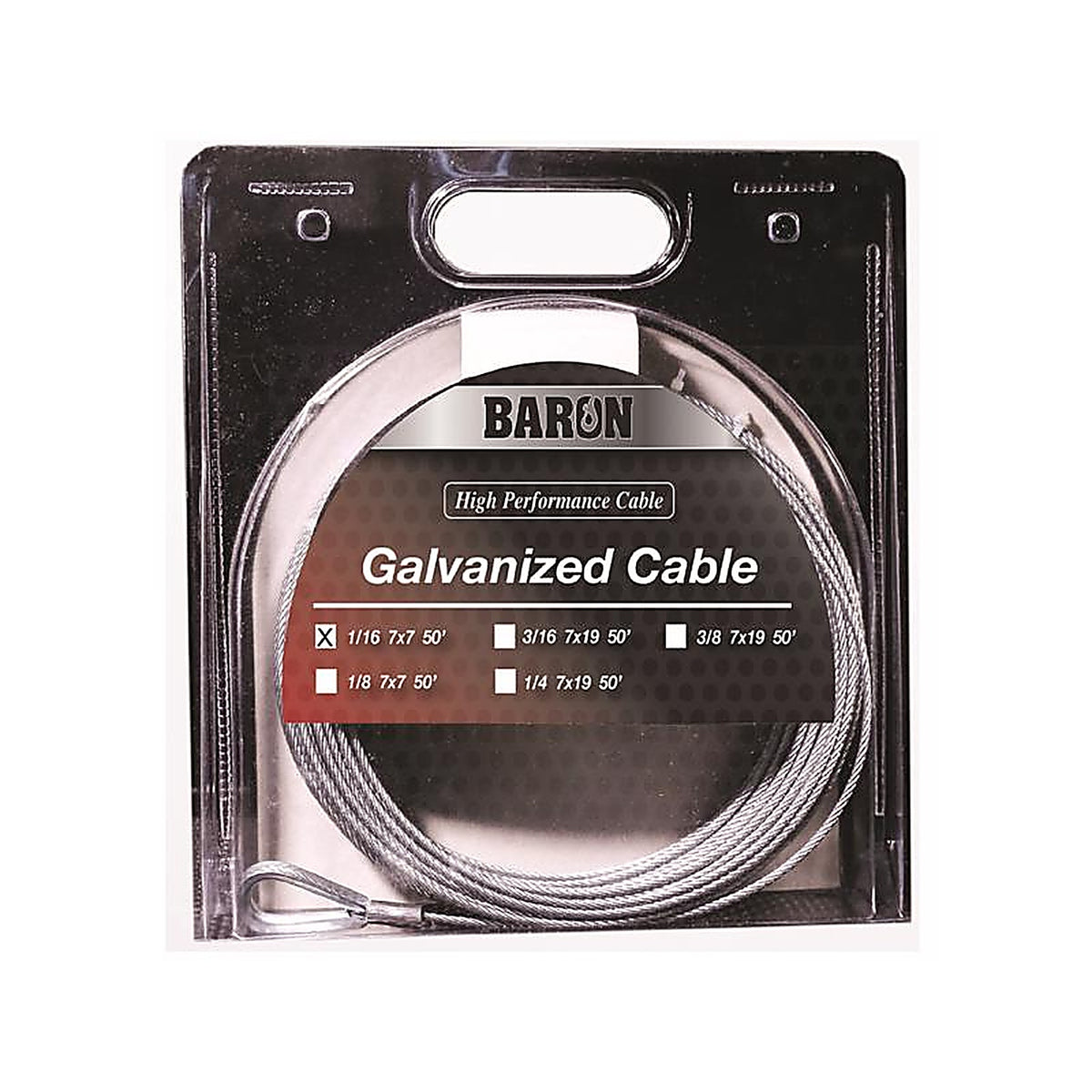 Baron 66005 Galvanized Galvanized Steel 1/16 in. D X 50 ft. L Aircraft Cable