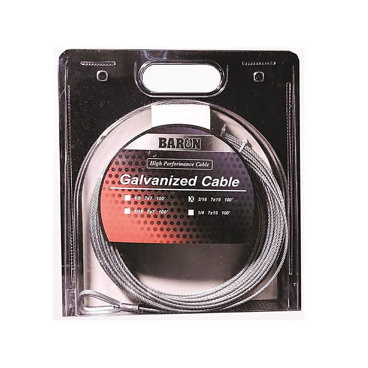 Baron 7005 Galvanized Galvanized Steel 3/16 in. D X 50 ft. L Aircraft Cable