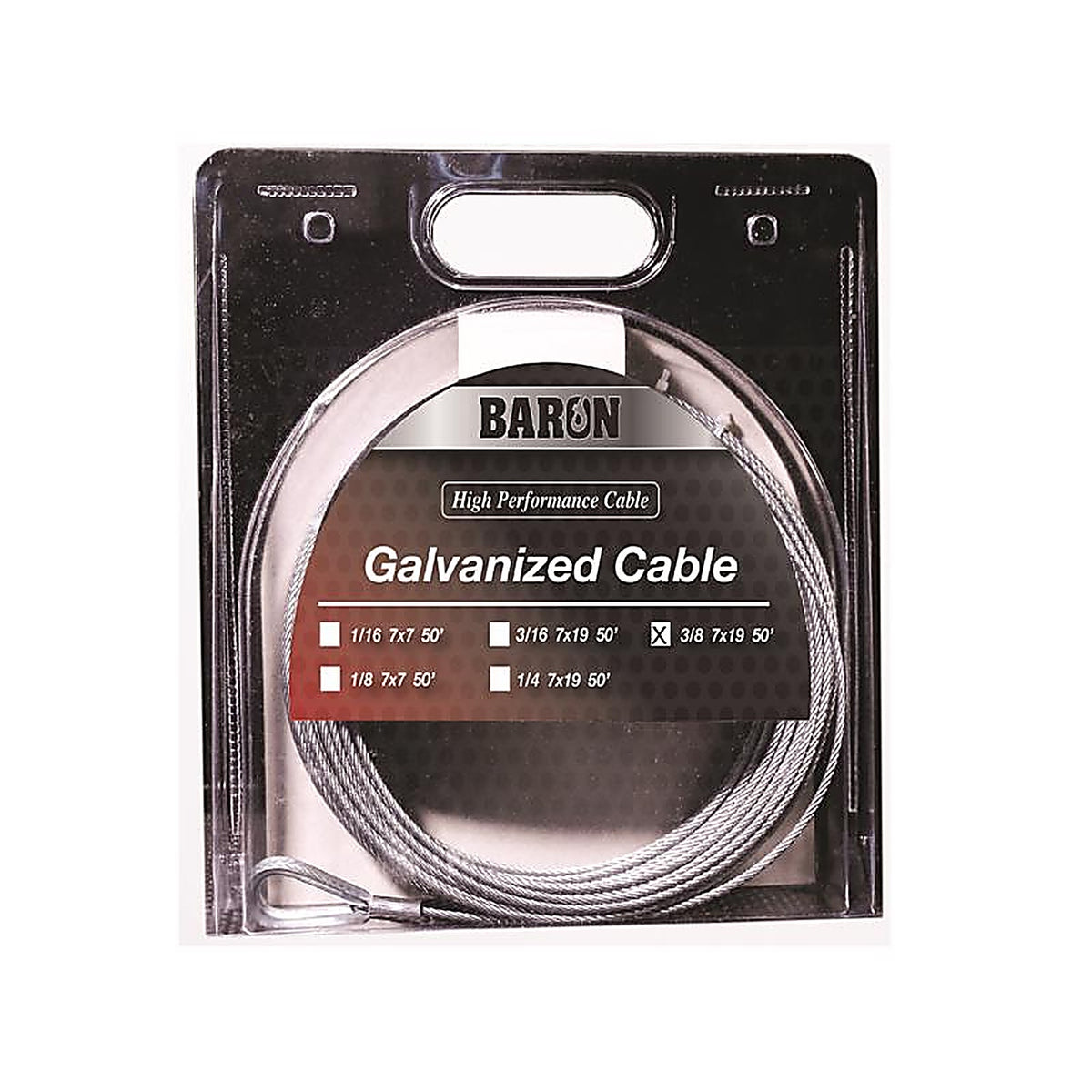 Baron 3105 Galvanized Galvanized Steel 3/8 in. D X 50 ft. L Aircraft Cable