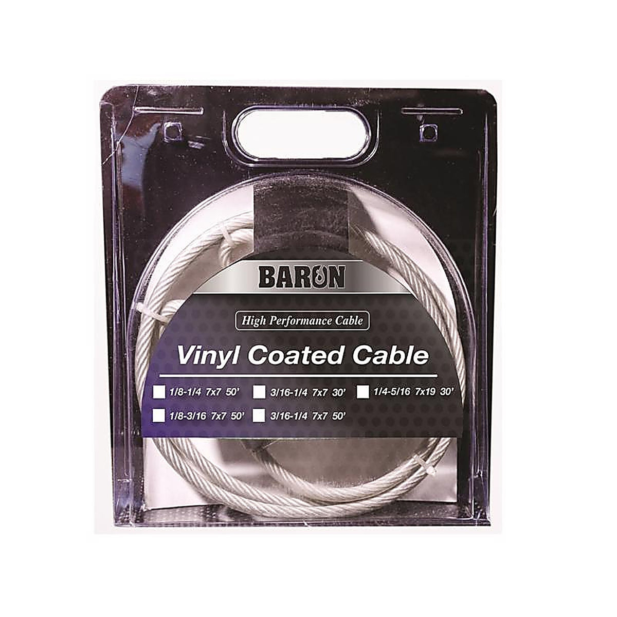 Baron 52205 Vinyl Coated Galvanized Steel 3/16-1/4 in. D X 30 ft. L Aircraft Cable