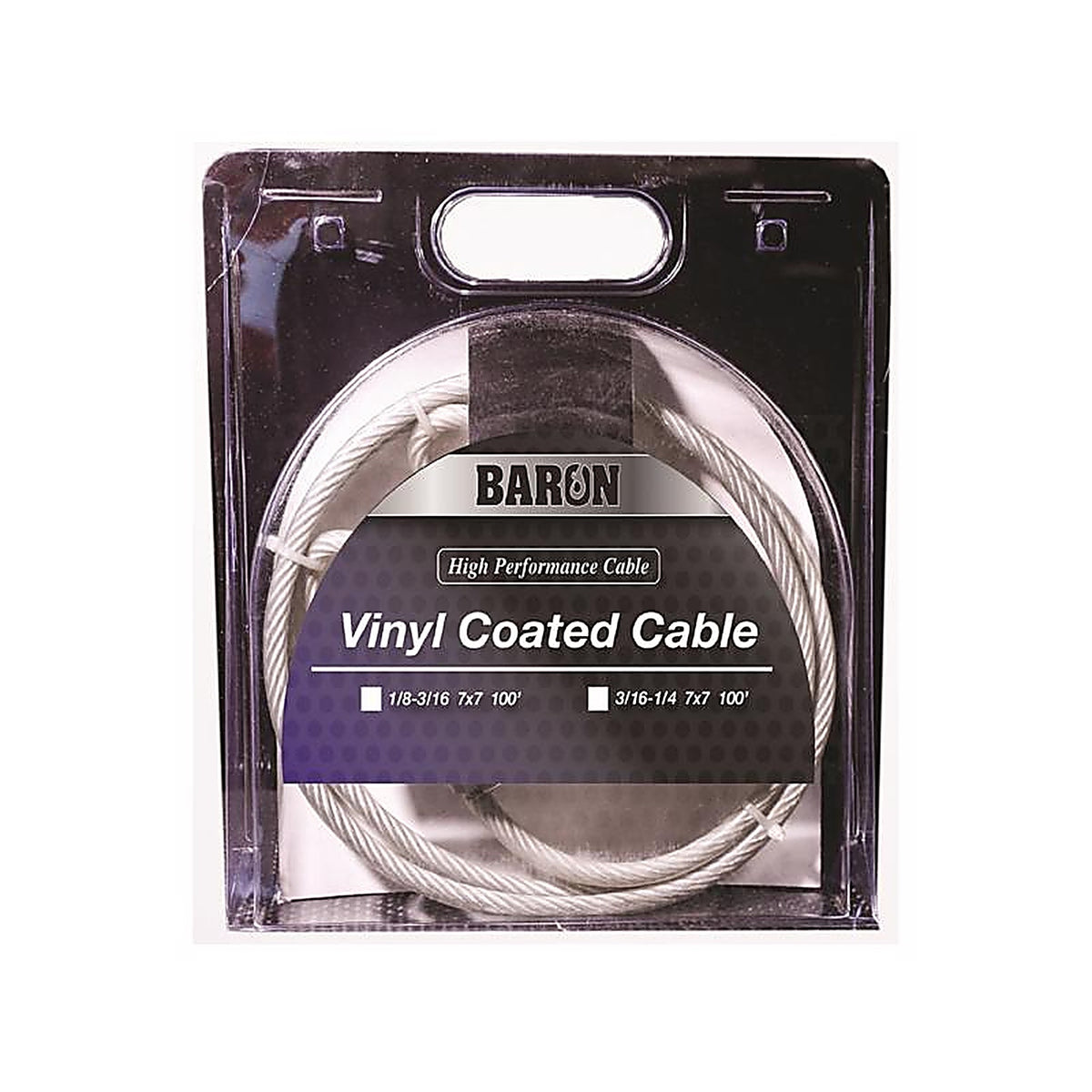 Baron 53205 Vinyl Coated Galvanized Steel 3/16-1/4 in. D X 100 ft. L Aircraft Cable