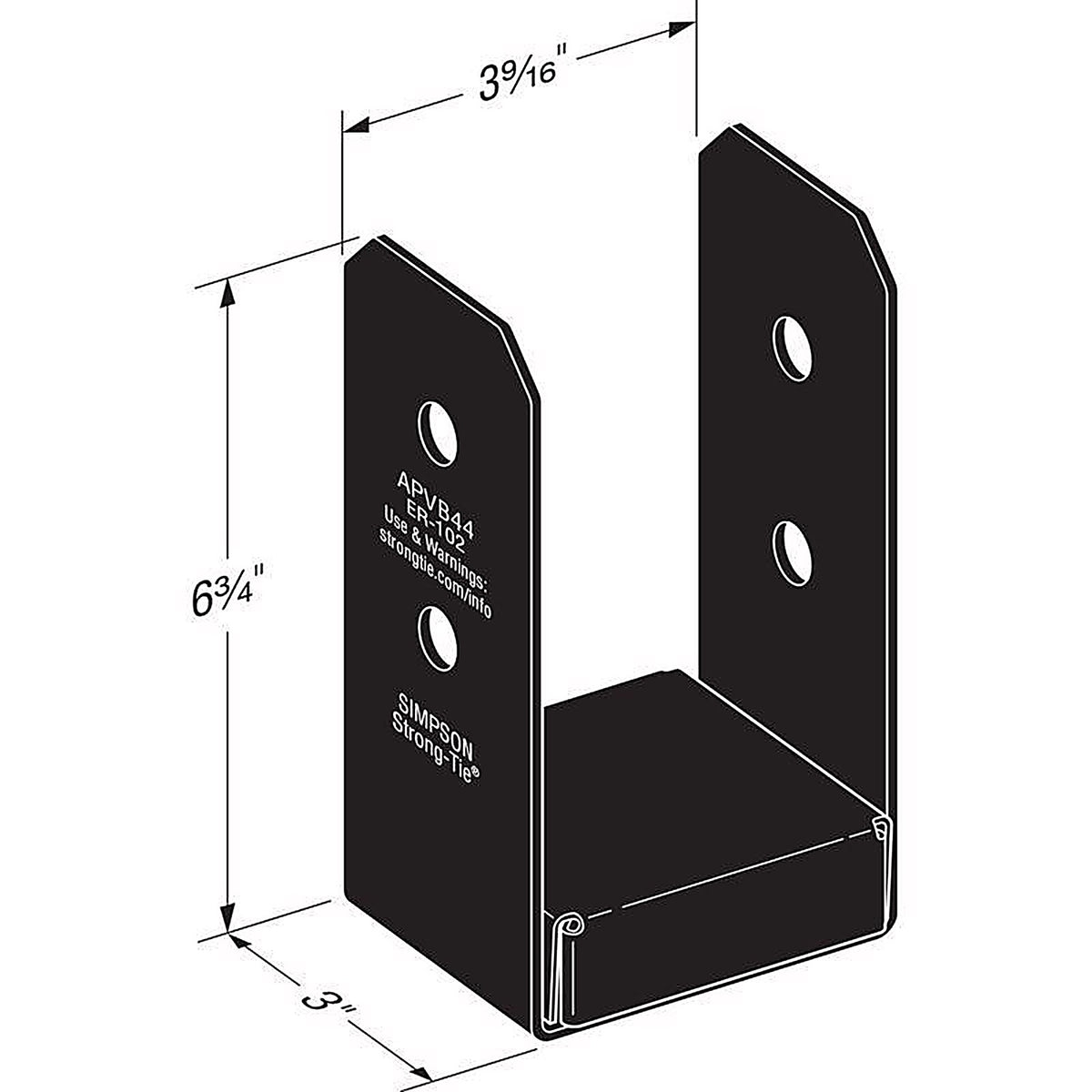 Simpson Strong-Tie - APVB44 - Apvb 6.75 In. H X 3 In. W 16 Ga. Steel Adjustable Post Base
