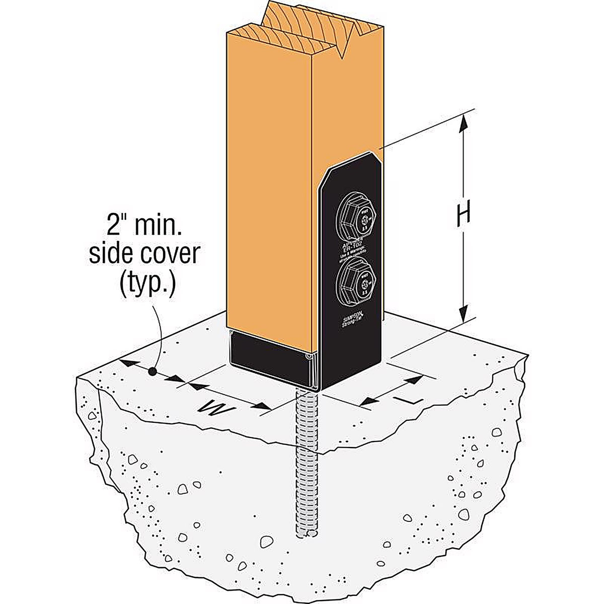 Simpson Strong-Tie - APVB44 - Apvb 6.75 In. H X 3 In. W 16 Ga. Steel Adjustable Post Base