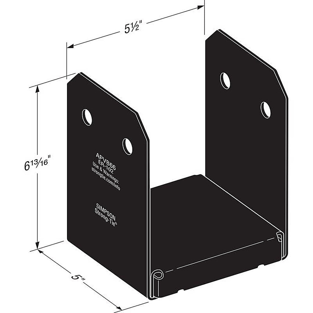 Simpson Strong-Tie - APVB66 - Apvb 6 In. H X 5.5 In. W 16 Ga. Steel Adjustable Post Base