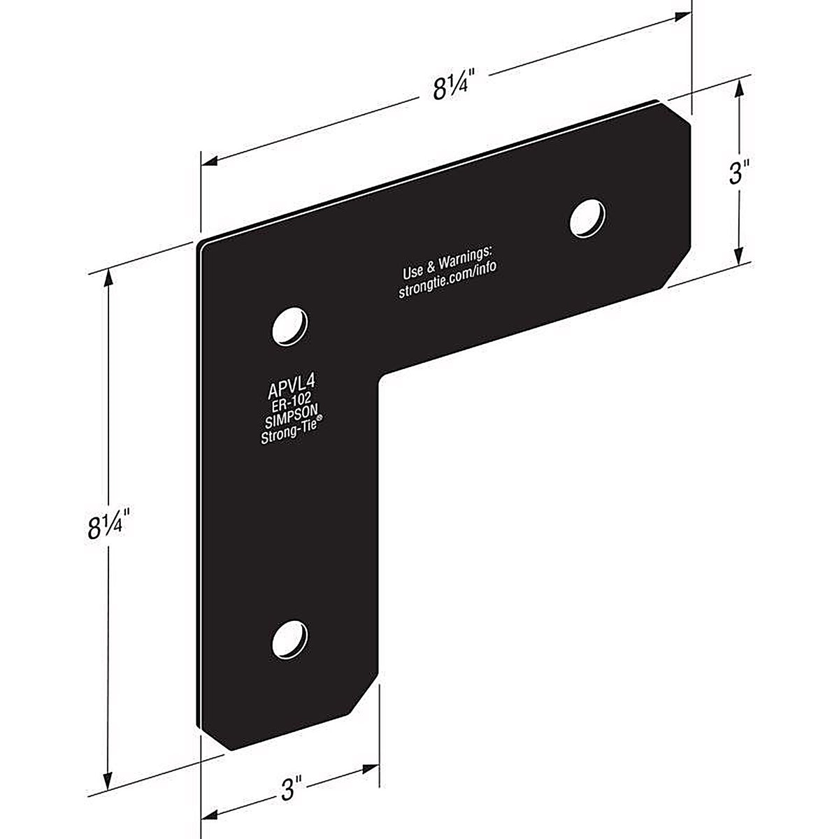 Simpson Strong-Tie - APVL4 - Outdoor Accents 8.25 In. H X 8.25 In. W X 3 In. D Black Steel Inside L Strap Brac