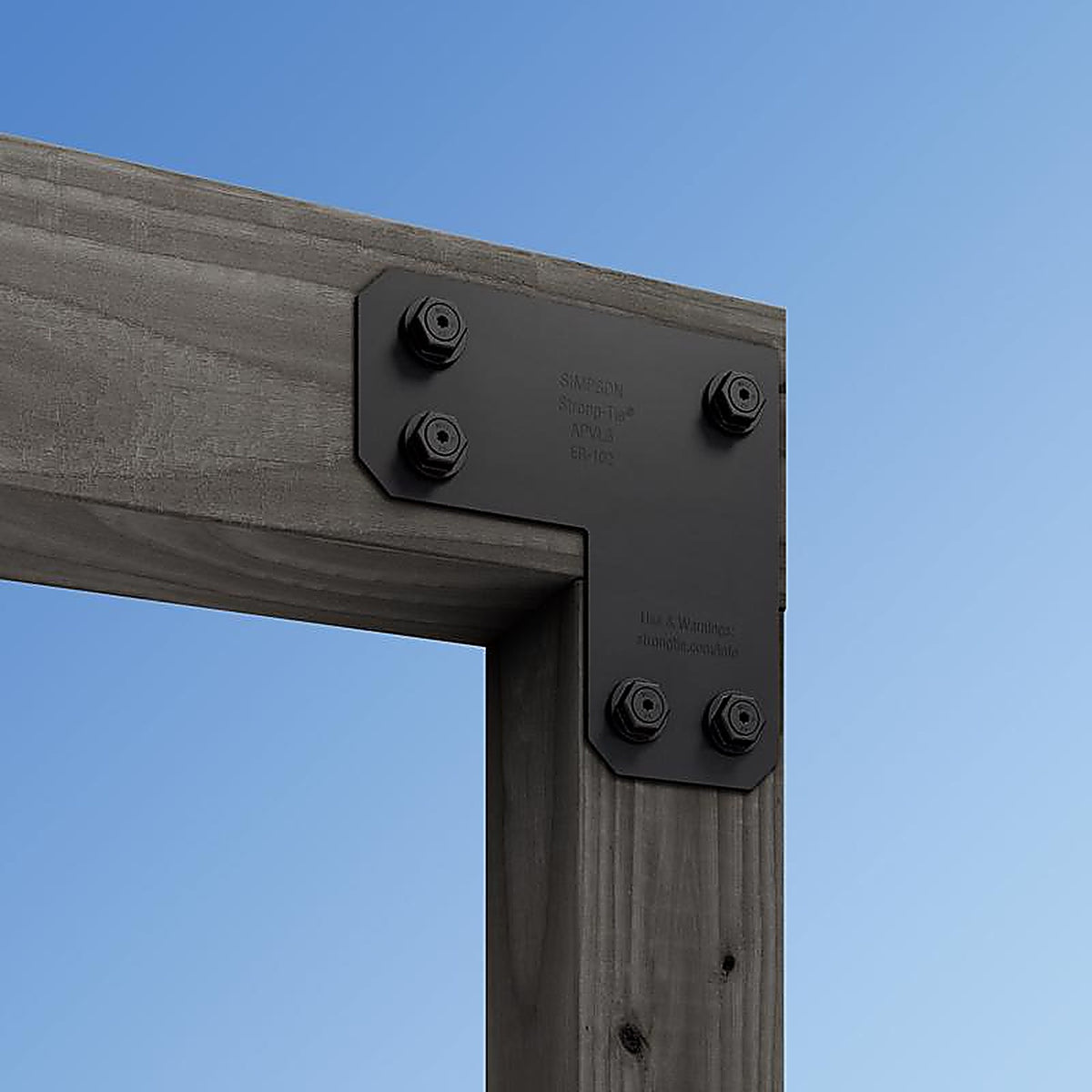 Simpson Strong-Tie - APVL6 - Outdoor Accents 10.5 In. H X 10.5 In. W X 5 In. D Black Steel Inside L Strap Brac