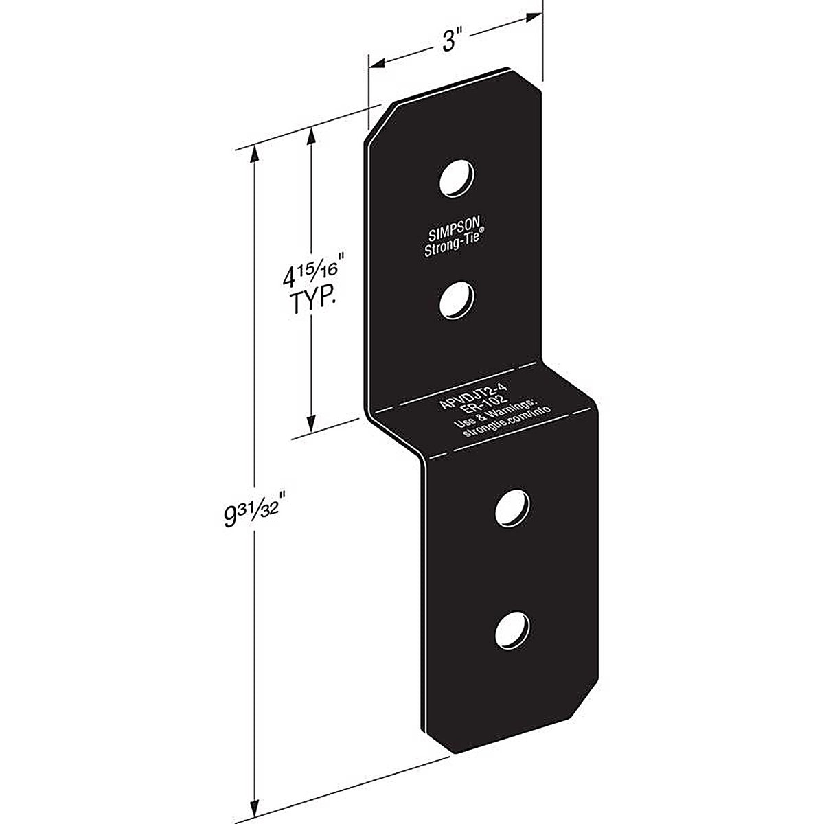 Simpson Strong-Tie - APVDJT2-4 - Apvdjt 10 In. H X 3 In. W 12 Ga. Steel Deck Joist Tie
