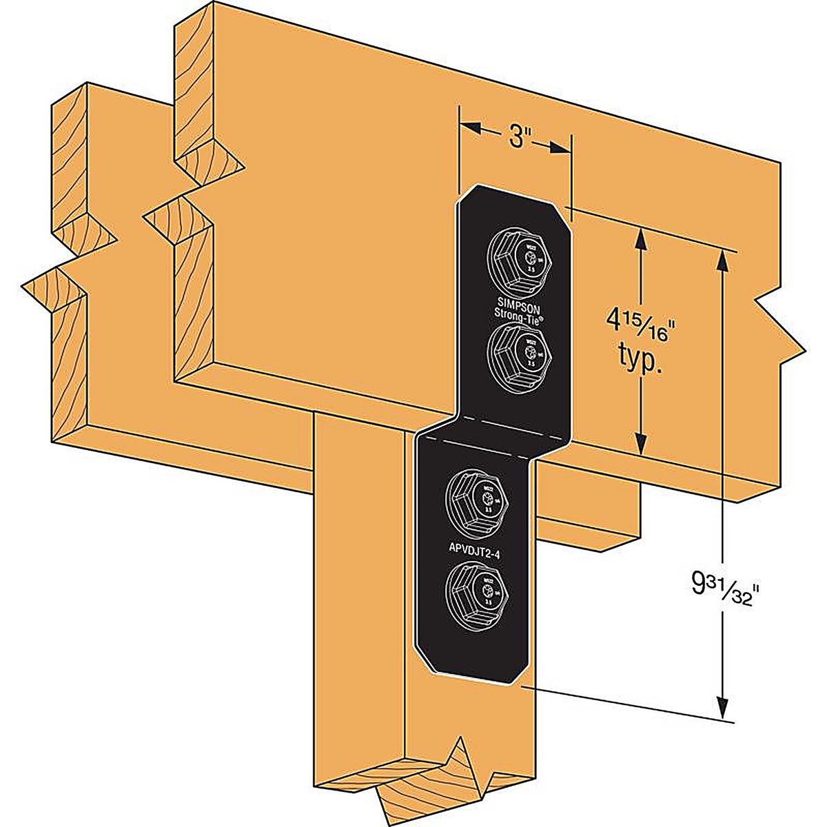 Simpson Strong-Tie - APVDJT2-4 - Apvdjt 10 In. H X 3 In. W 12 Ga. Steel Deck Joist Tie