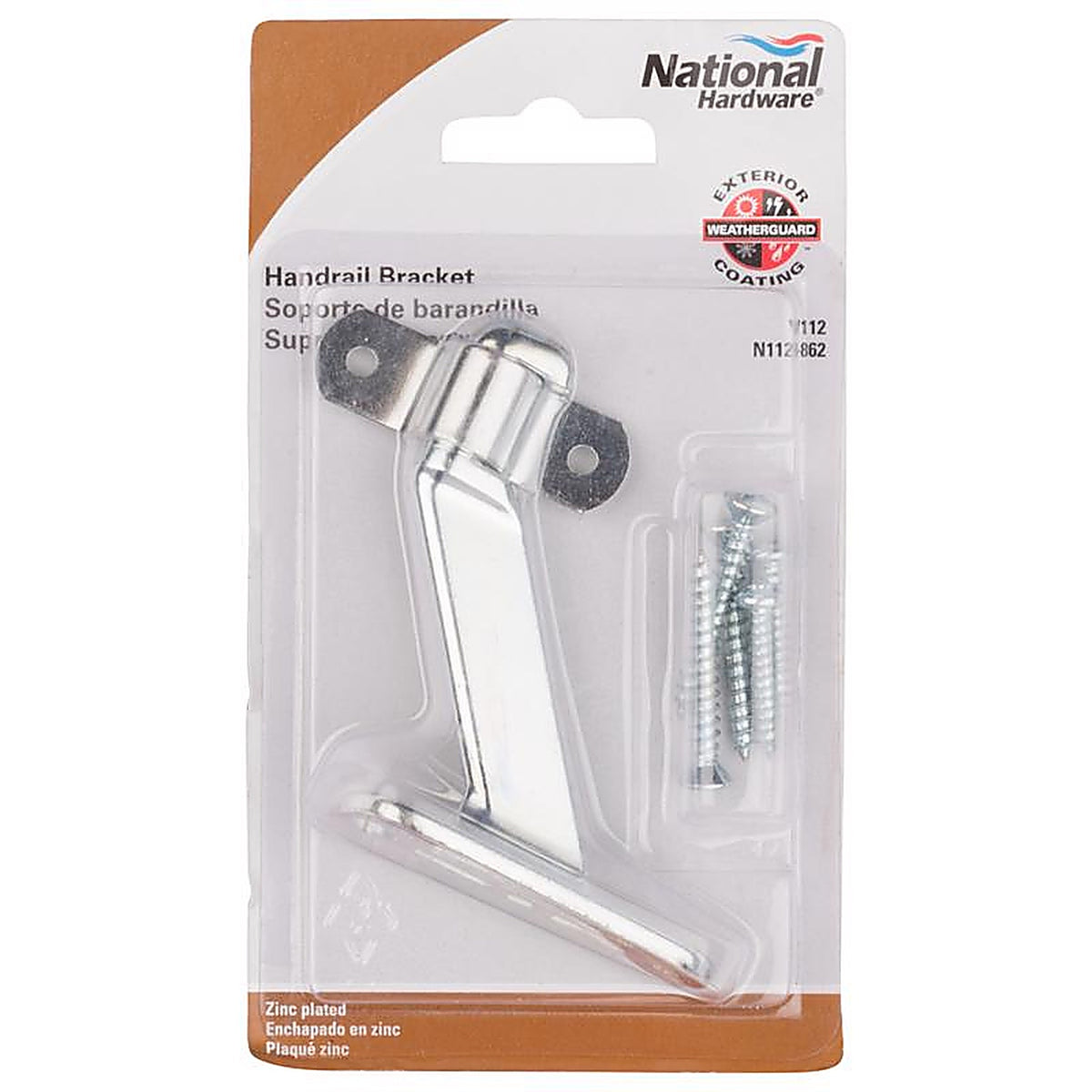 National Hardware N112-862 Silver Zinc Die Cast w/Steel Strap Handrail Bracket 2.13 in. L 250 lb