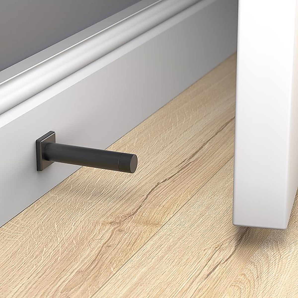 National Hardware N830-526 Reed 1 in. W X 3 in. L Aluminum Matte Black Door Stop Mounts to wall Carded in.