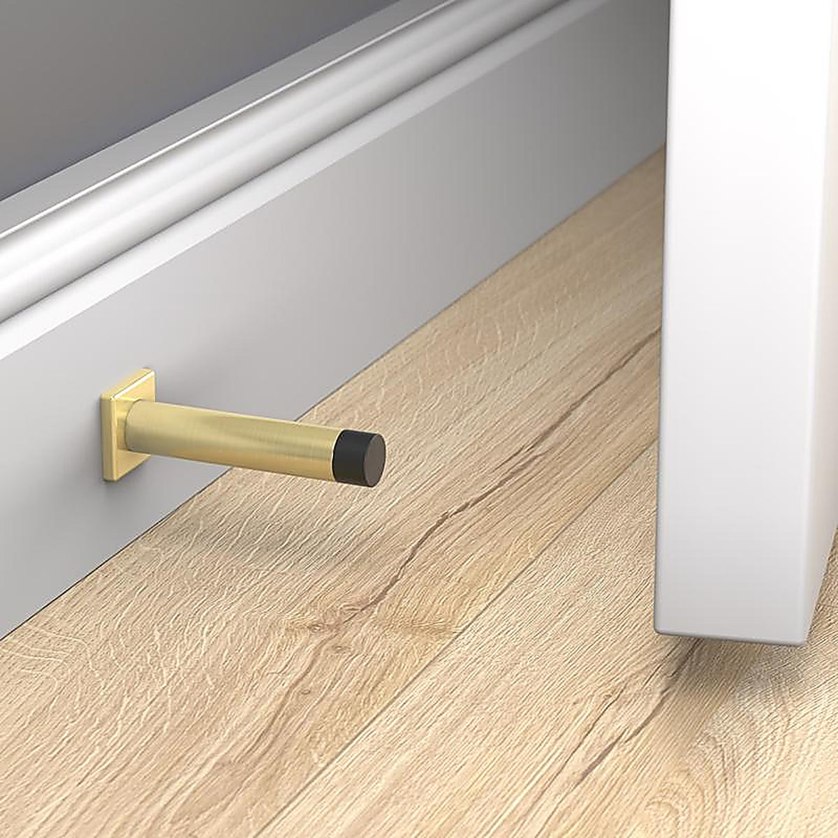 National Hardware N830-528 Reed 1 in. W X 3 in. L Aluminum Brushed Gold Door Stop Mounts to door and wall