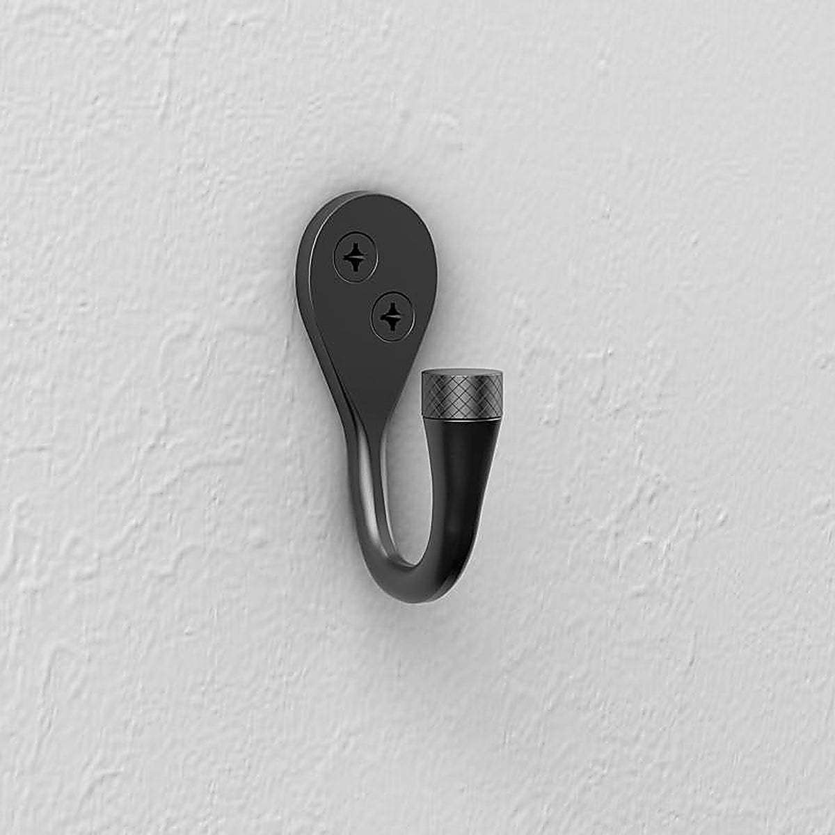 National Hardware N337-909 Powell Medium Matte Black Black Aluminum 2-5/8 in. L Knurled Hook 15 lb 1 pk
